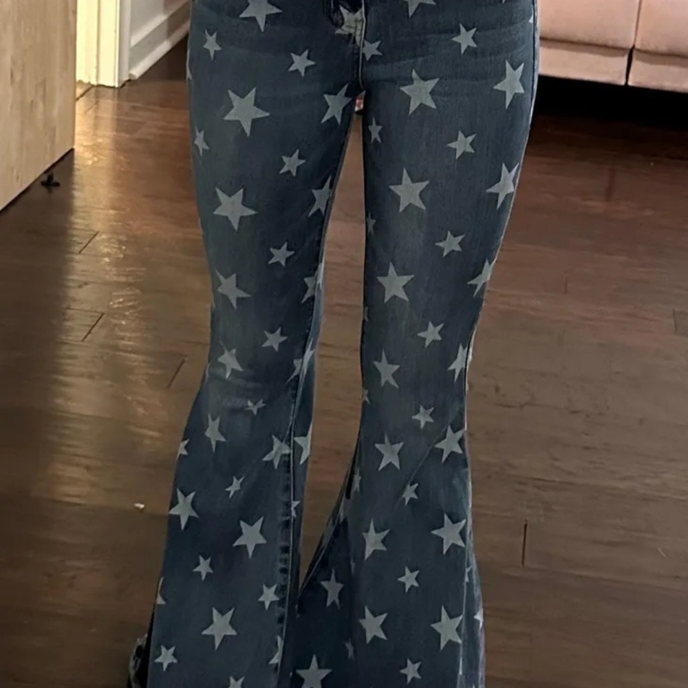 Star Pattern Flare Jeans